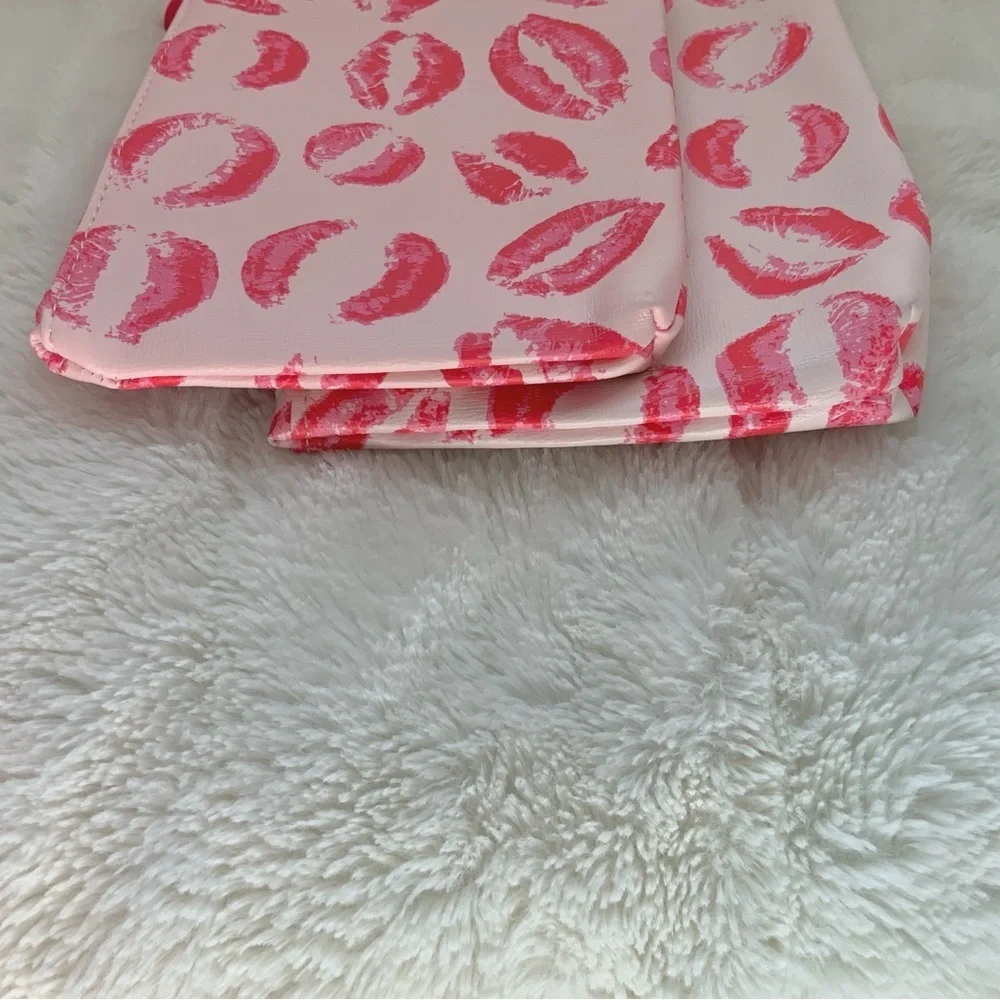 Ipsy Bags Red Lip Kisses Print Set of 2 Multipurpose Cosmetic Bags Bundle of 2
